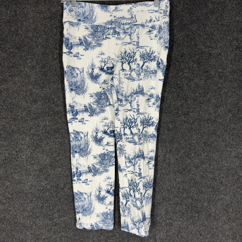 Soft Surroundings Pants Women PS Petite White Nature Print Chino Skinny Mid Rise